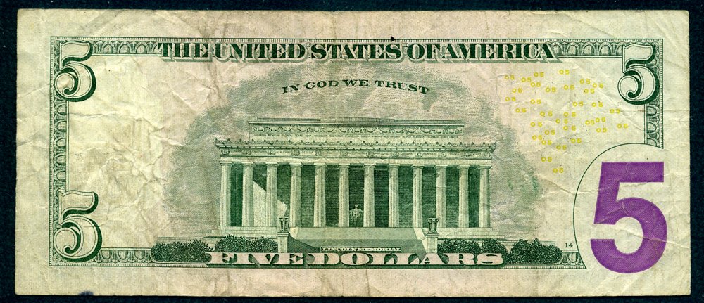 2006 $5 Federal Reserve Note S/N 12/14/1989