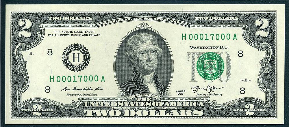 2013 $2 Federal Reserve Note